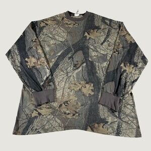 Vintage 90s Ranger Realtree Hardwoods Camo Long Sleeve Pocket Tee Men XL Hunting